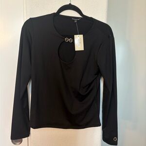 Guess Black Long Sleeve Top with Keyhole Accent
